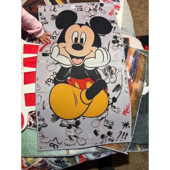 Disney Other - Disney Mickey Mouse Accent Rug Gray 1928 Sketch Collage Nursery Playroom Decor